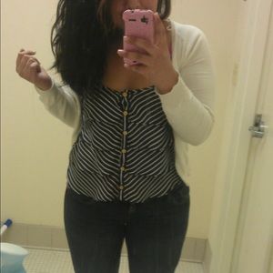 FOREVER 21 SPAGHETTI STRAP STRIPPED BLOUSE SIZE L